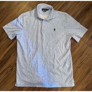 Polo Ralph Lauren Men's Blue Floral Soft Small Classic Golf Polo Shirt
